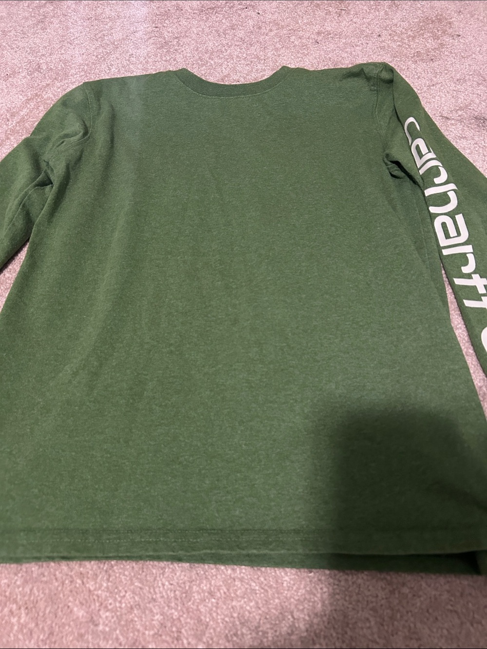 Carhartt Olive Green Long-Sleeve Tee with Sleeve Logo